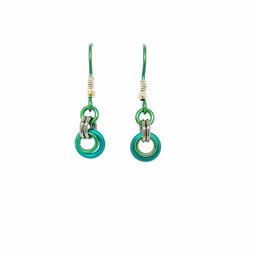 Double Beam Green Drop Earrings